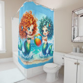 「マーメイドビーチボールおもしろい」 シャワーカーテン (インサイチュ)