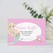 マーメイドピンクおむつくじカード 赤ちゃんのお祝い 招待状 (スタンド正面)