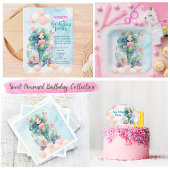 マーメイドピンクお洒落ブルーバースデーパーティナプキン スタンダードカクテルナプキン