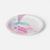 マーメイドピンクかわいい誕生日紙プレート ペーパープレート (アングル)