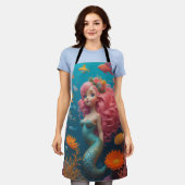 マーメイドピンクかわいい エプロン (着用した状態)