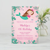 マーメイドピンクアンダーザシー誕生日招待状 招待状 (スタンド正面)