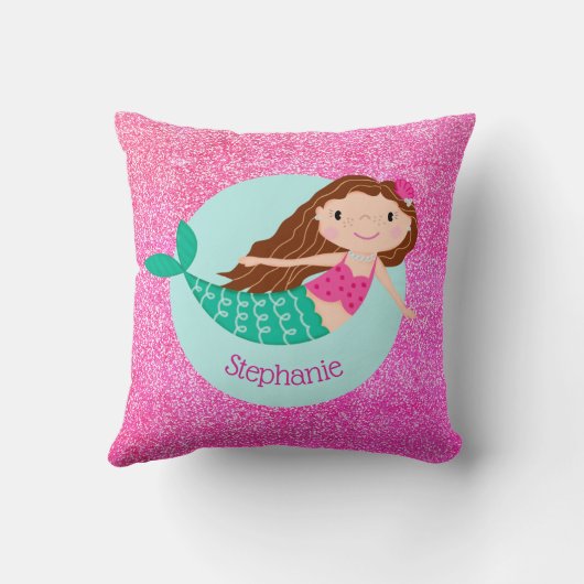 マーメイドピンクグリッターガーリーパーソナライズされた クッション (裏面)