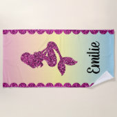 マーメイドピンクグリッター ビーチタオル (正面)