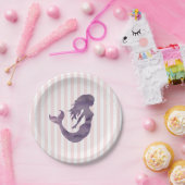 マーメイドピンクストライプク紙プレート ペーパープレート (パーティー)