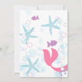 マーメイドピンクティール(緑がかった色)ガールベビーシャワー招待状 招待状 (裏面)