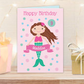 マーメイドピンクパーソナライズされた年齢と名前誕生日カード カード