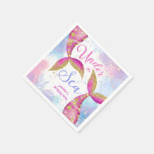 マーメイドピンクパープルガールズバースデーパーティー スタンダードカクテルナプキン (角)