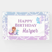 マーメイドピンクパープルザシー誕生日 横断幕 (横)