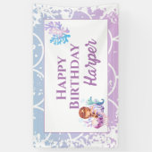 マーメイドピンクパープルザシー誕生日 横断幕 (縦)