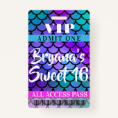 マーメイドピンクパープルティール（緑がかった色）パーティースウィート16 VIPパス バッジ (裏面)