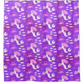 マーメイドピンクパープル海ガニ柄 シャワーカーテン (正面)