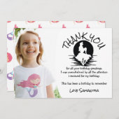 マーメイドピンクパープル誕生日パーティーありがとうございます 招待状 (正面/裏面)