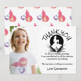 マーメイドピンクパープル誕生日パーティーありがとうございます 招待状