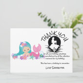 マーメイドピンクパープル誕生日パーティーありがとう 招待状 (スタンド正面)