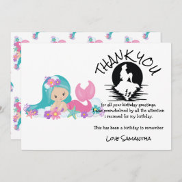マーメイドピンクパープル誕生日パーティーありがとう 招待状