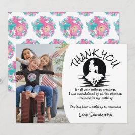 マーメイドピンクパープル誕生日パーティーありがとう 招待状