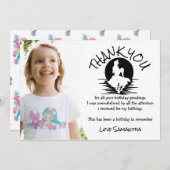 マーメイドピンクパープル誕生日パーティーありがとう 招待状 (正面/裏面)