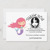 マーメイドピンクパープル誕生日パーティーありがとう 招待状 (正面)