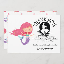 マーメイドピンクパープル誕生日パーティーありがとう 招待状