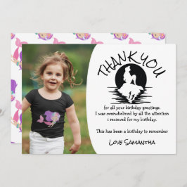 マーメイドピンクパープル誕生日パーティーありがとう 招待状