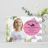 マーメイドピンクパープル誕生日パーティーへの招待 招待状 (スタンド正面)