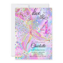 マーメイドピンクパープル誕生日4へのダイビング