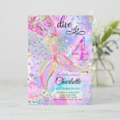 マーメイドピンクパープル誕生日4へのダイビング 招待状 (スタンド正面)