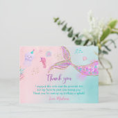 マーメイドピンクパープル誕生日 サンキューカード (スタンド正面)