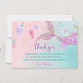 マーメイドピンクパープル誕生日 サンキューカード (正面)