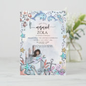 マーメイドピンクブルー誕生日パーティー 招待状 (スタンド正面)