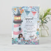 マーメイドピンクブルー誕生日パーティー 招待状 (スタンド正面)