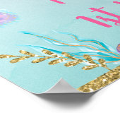 マーメイドピンク金ゴールドアンダーザシー誕生日歓迎 ポスター (角)