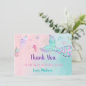 マーメイドピンク金ゴールドアンダーザシー誕生日 サンキューカード (スタンド正面)