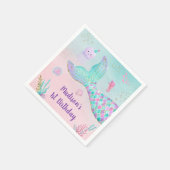 マーメイドピンク金ゴールドアンダーザシー誕生日 スタンダードカクテルナプキン (角)