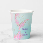 マーメイドピンク金ゴールドアンダーザシー誕生日 紙コップ (裏面)
