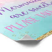 マーメイドピンク金ゴールドトリート誕生日 ポスター (角)