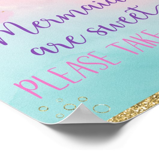 マーメイドピンク金ゴールドトリート誕生日 ポスター (角)