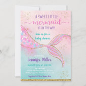マーメイドピンク金ゴールドベビーシャワー 招待状 (正面)