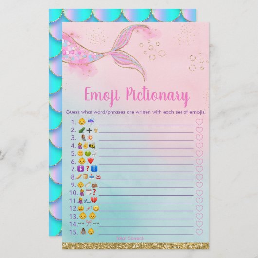 マーメイドピンク金ゴールドベビー絵文字ゲーム (正面/裏面)