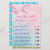 マーメイドピンク金ゴールドママまたはパパ赤ちゃんシャワーゲーム (正面/裏面)