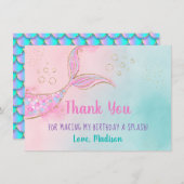 マーメイドピンク金ゴールド誕生日 サンキューカード (正面/裏面)