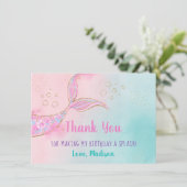 マーメイドピンク金ゴールド誕生日 サンキューカード (スタンド正面)