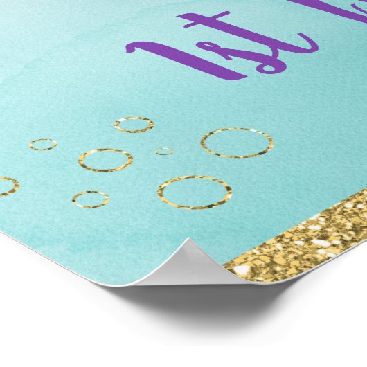 マーメイドピンク金ゴールド誕生日 ポスター (角)