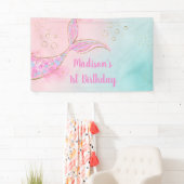 マーメイドピンク金ゴールド誕生日 横断幕 (インサイチュ)