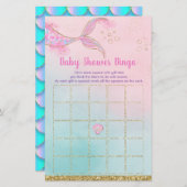 マーメイドピンク金ゴールド赤ちゃんシャワービンゴゲーム (正面/裏面)