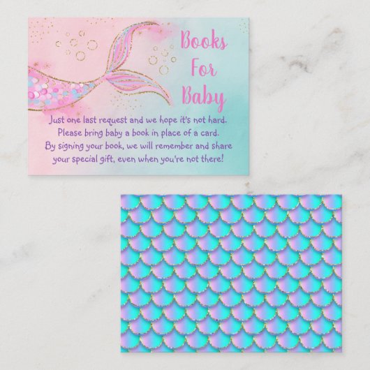 マーメイドピンク金ゴールド赤ちゃんシャワー予約リクエスト エンクロージャーカード (正面/裏面)