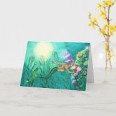 マーメイドファンタジーアートグリーティングカードビューティフルシー カード (黄色い花)