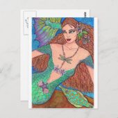 マーメイドファンタジー「ドラゴンフライ・ネックレス」アート ポストカード (正面/裏面)
