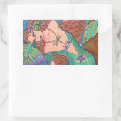 マーメイドファンタジー「ドラゴンフライ・ネックレス」アート 長方形シール (バッグ)